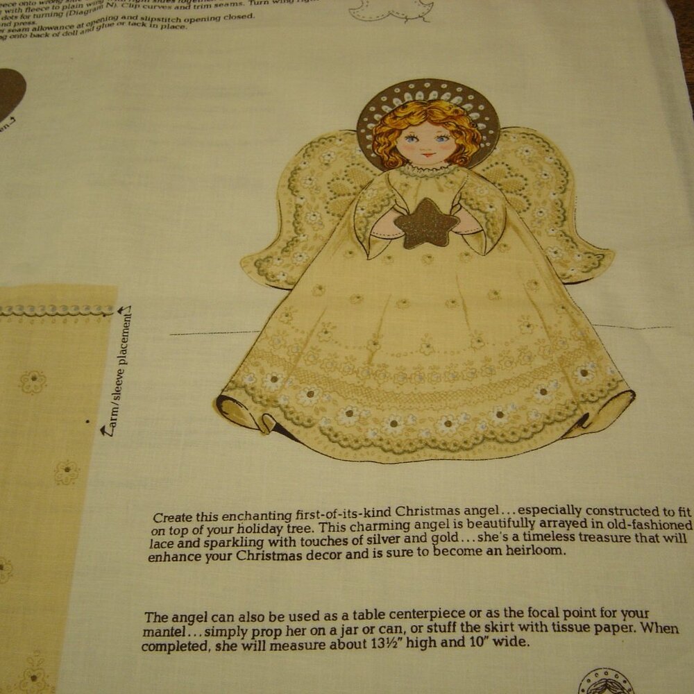 Cranston VIP fabric cut and sew panel to make a 13.5" tall angel